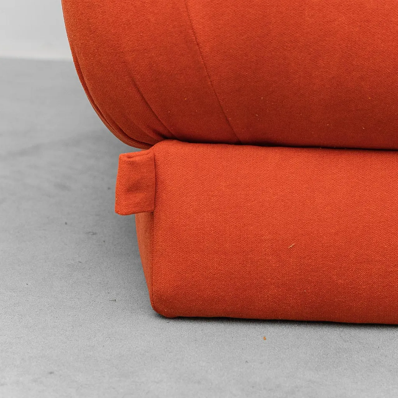 Pair of orange fabric armchairs, 1970s 8