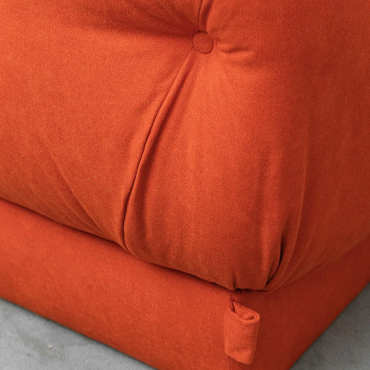 Pair of orange fabric armchairs, 1970s 9