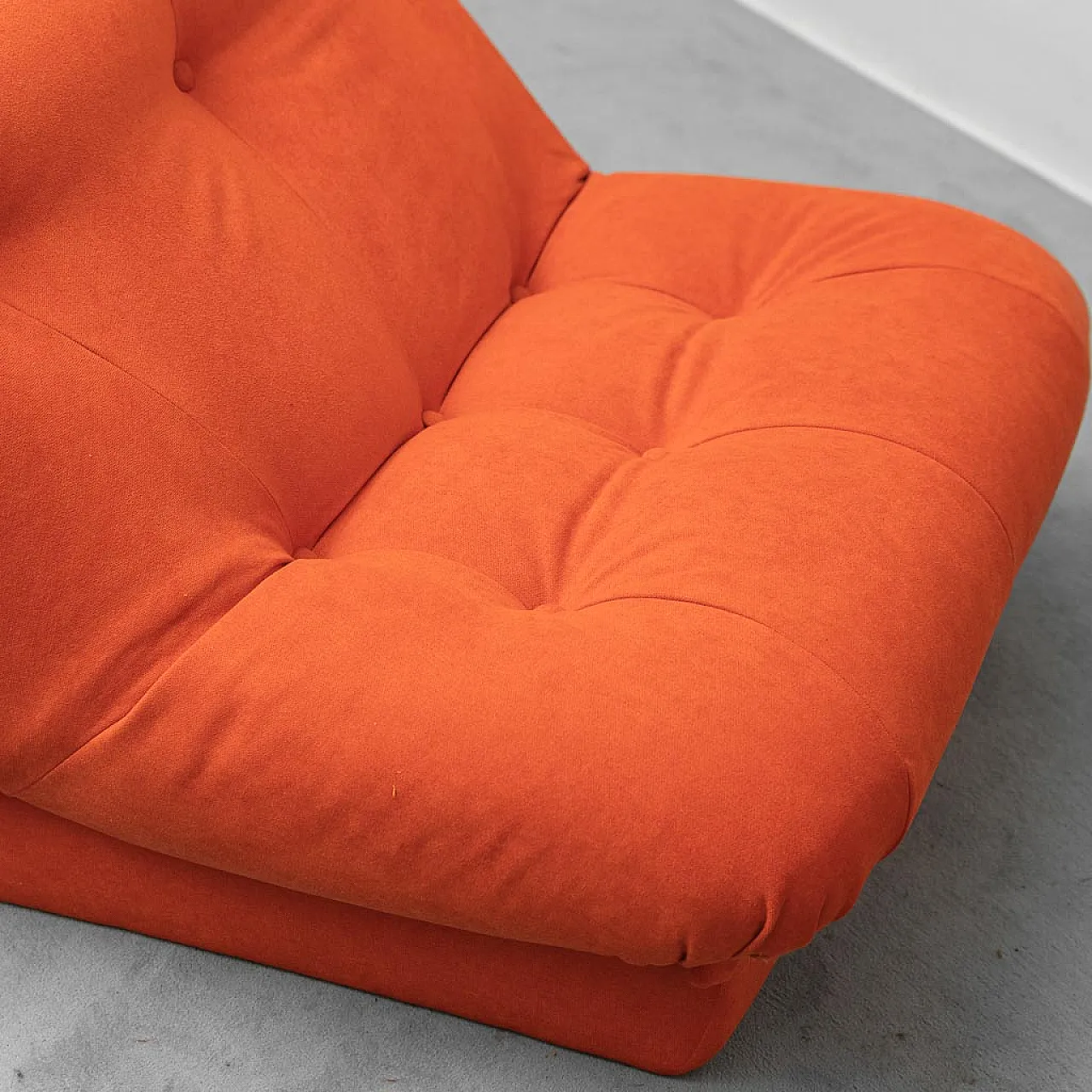 Pair of orange fabric armchairs, 1970s 10