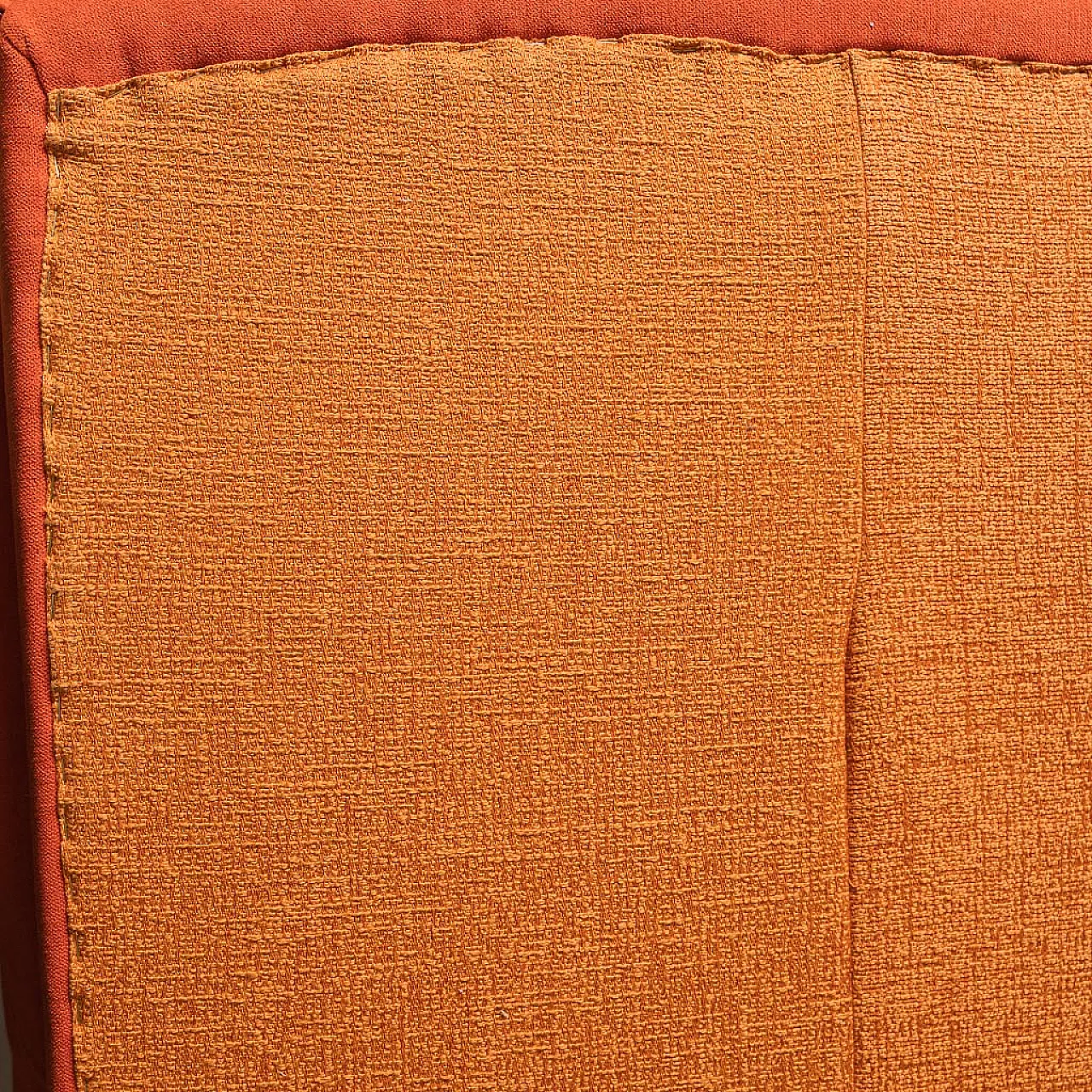 Pair of orange fabric armchairs, 1970s 11