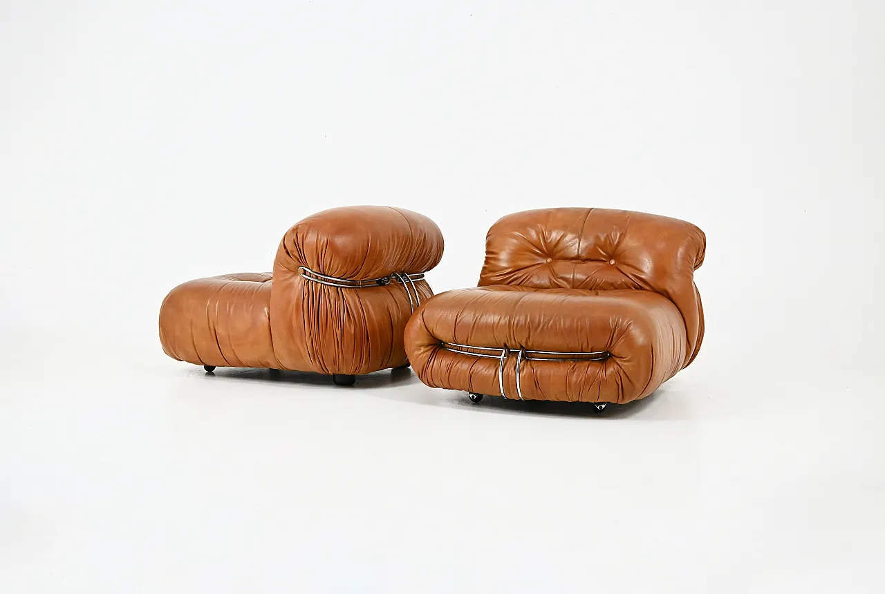 Coppia Poltrone Soriana di Afra e Tobia Scarpa per Cassina, anni '70 1