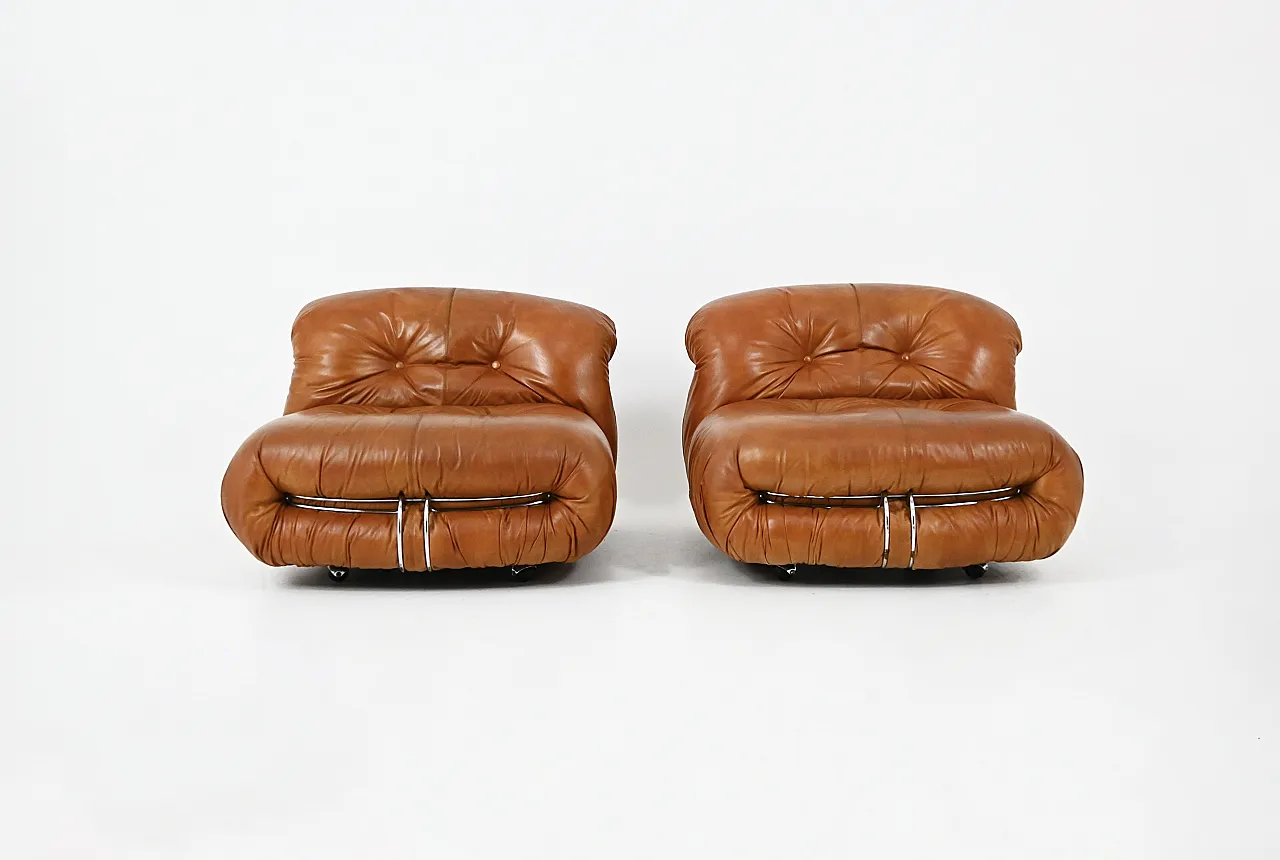 Coppia Poltrone Soriana di Afra e Tobia Scarpa per Cassina, anni '70 3