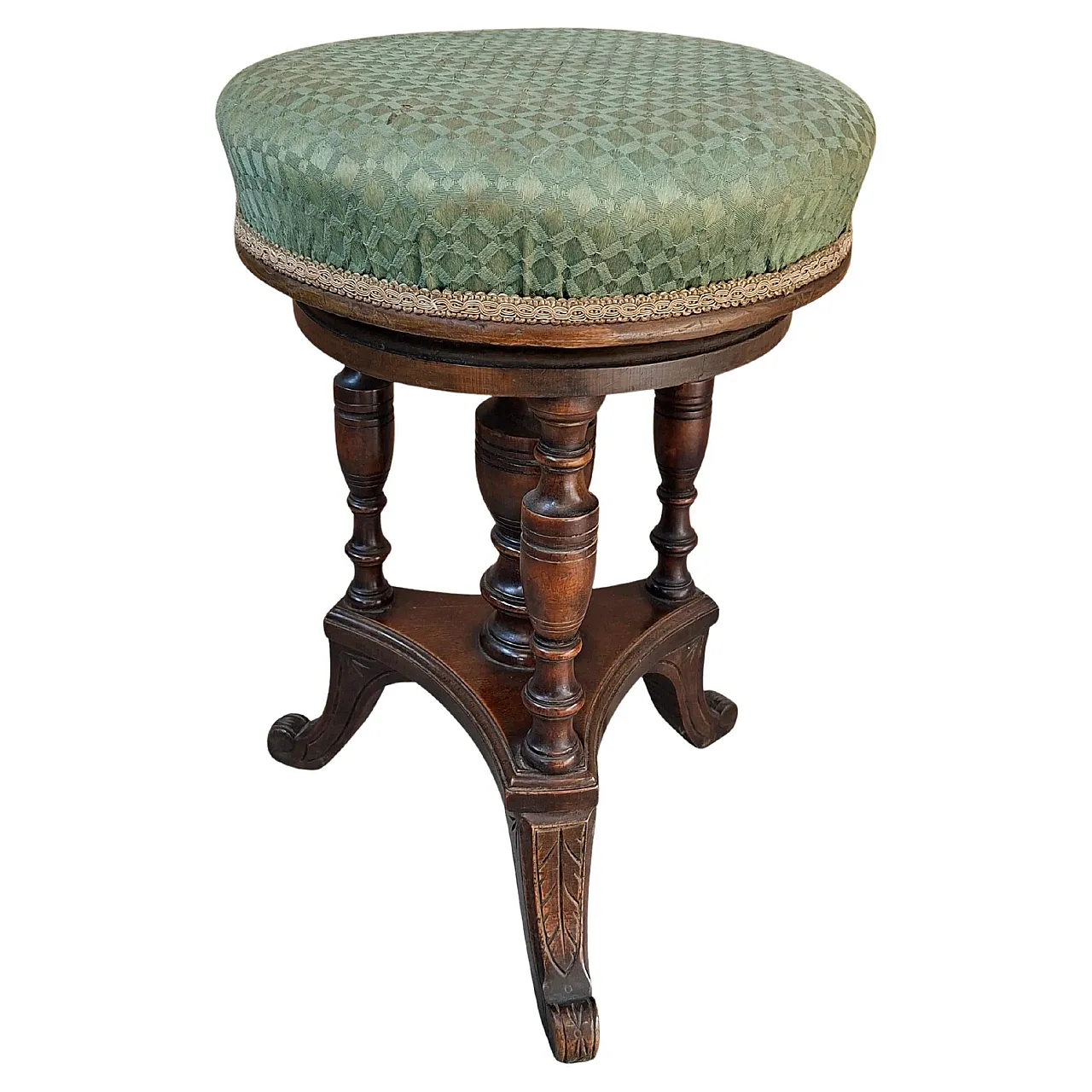 Walnut piano screw stool, early 20th century 1