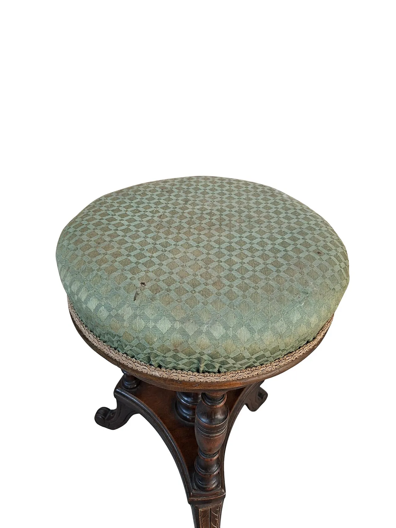 Walnut piano screw stool, early 20th century 4