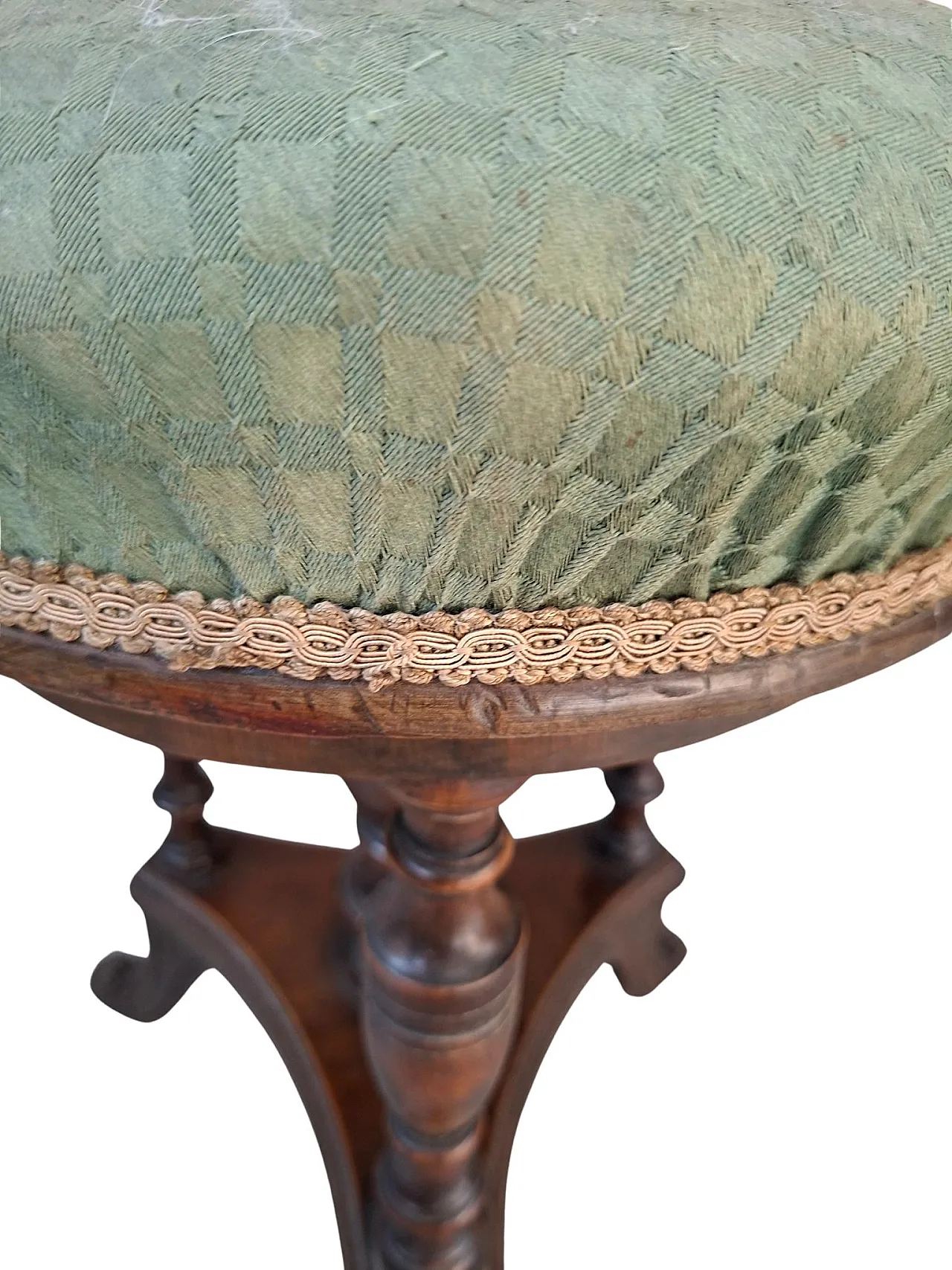 Walnut piano screw stool, early 20th century 8