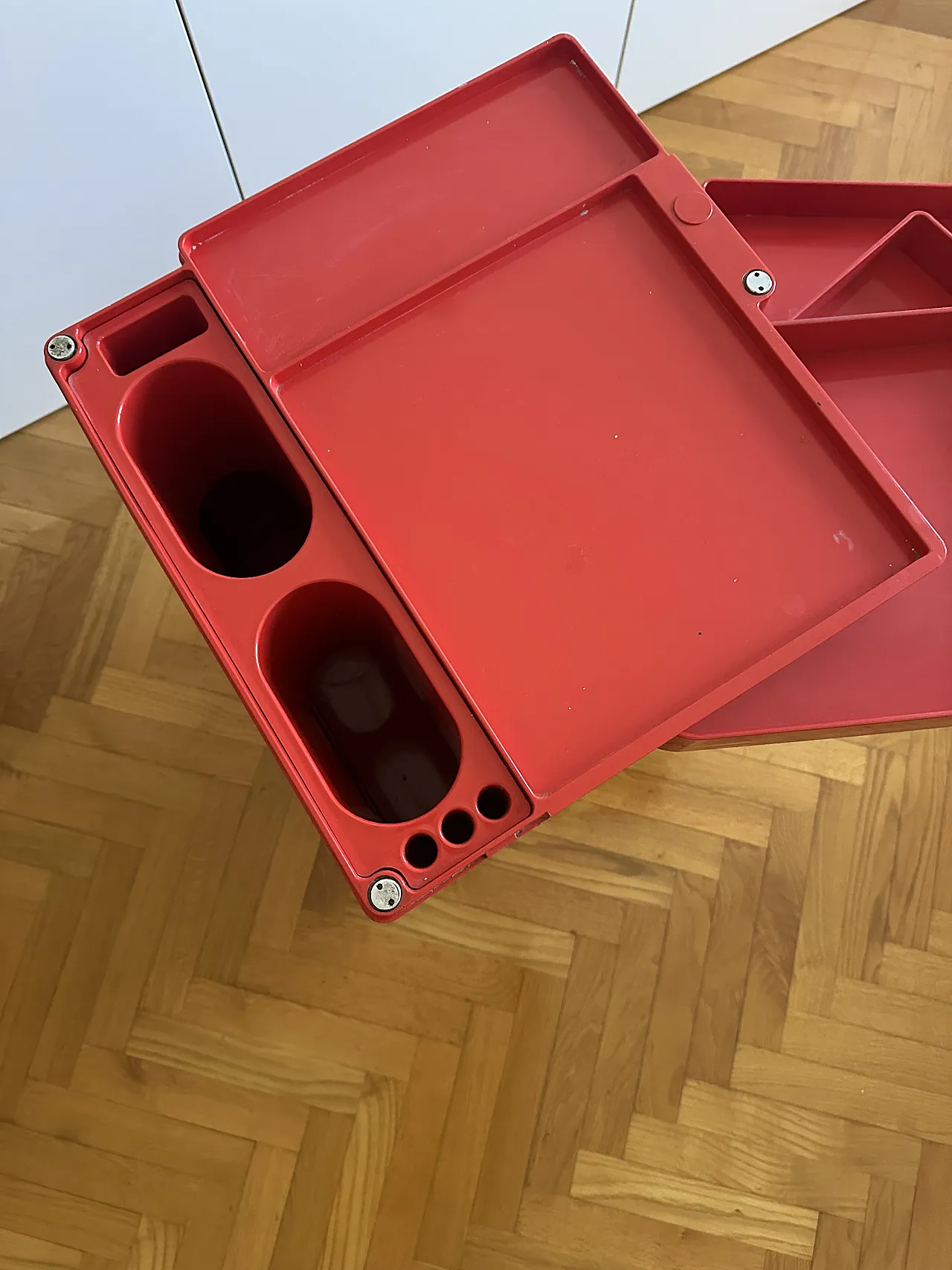 Carrello Boby di Joe Colombo rosso, anni '70 3