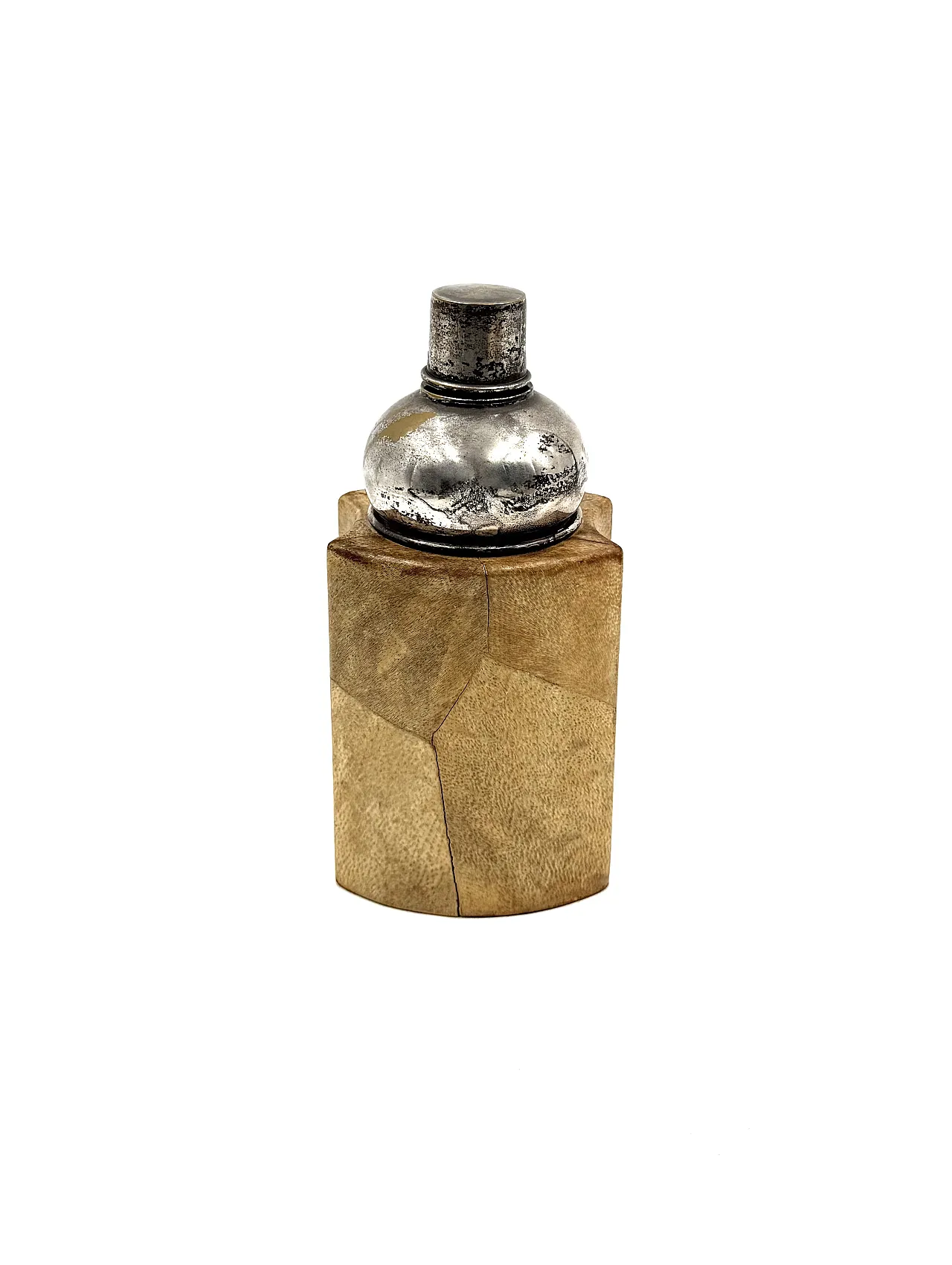 Cream leather cocktail shaker, Aldo Tura, Italy 1950s 8