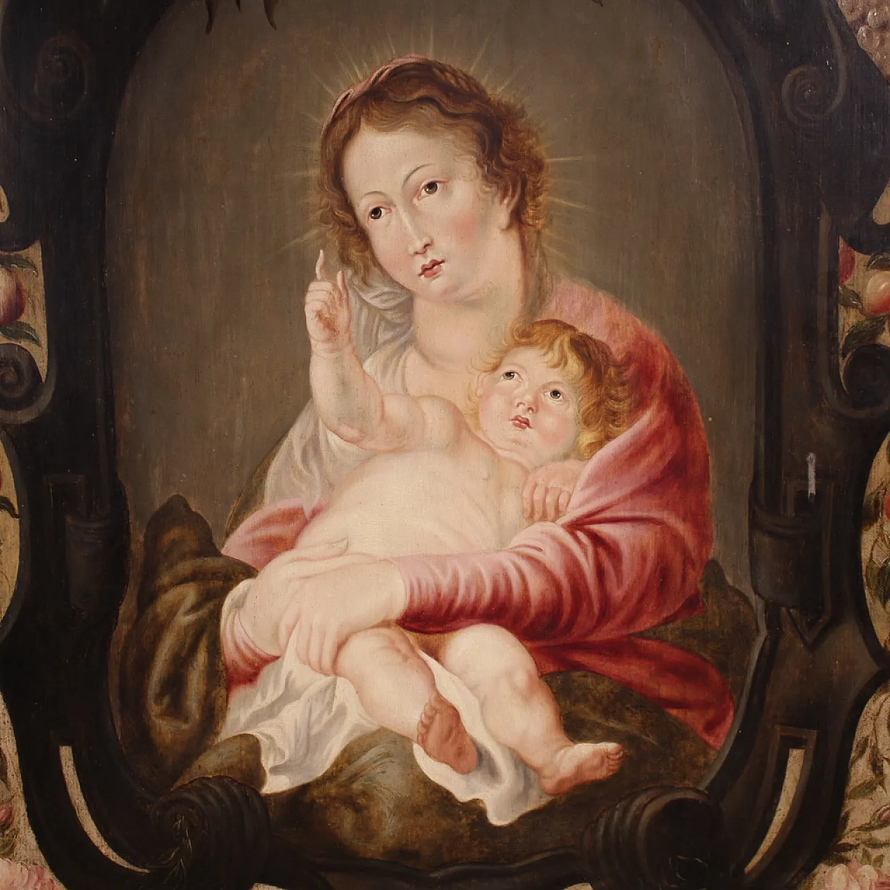 Flemish painting Madonna and Child, 17th century 2