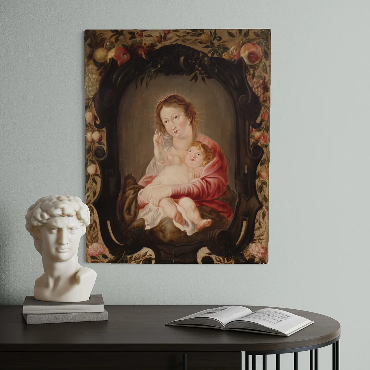Flemish painting Madonna and Child, 17th century 4