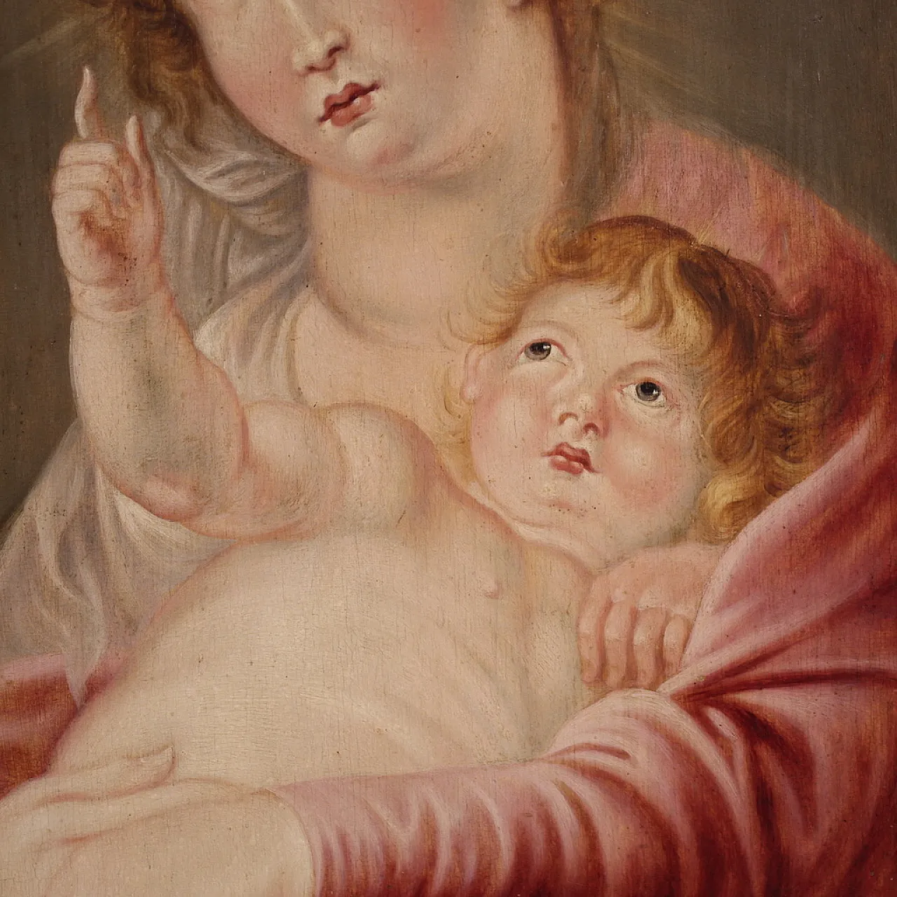 Flemish painting Madonna and Child, 17th century 7