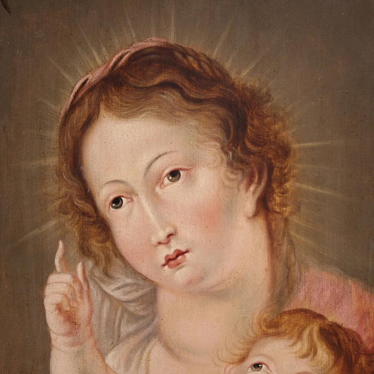 Flemish painting Madonna and Child, 17th century 9