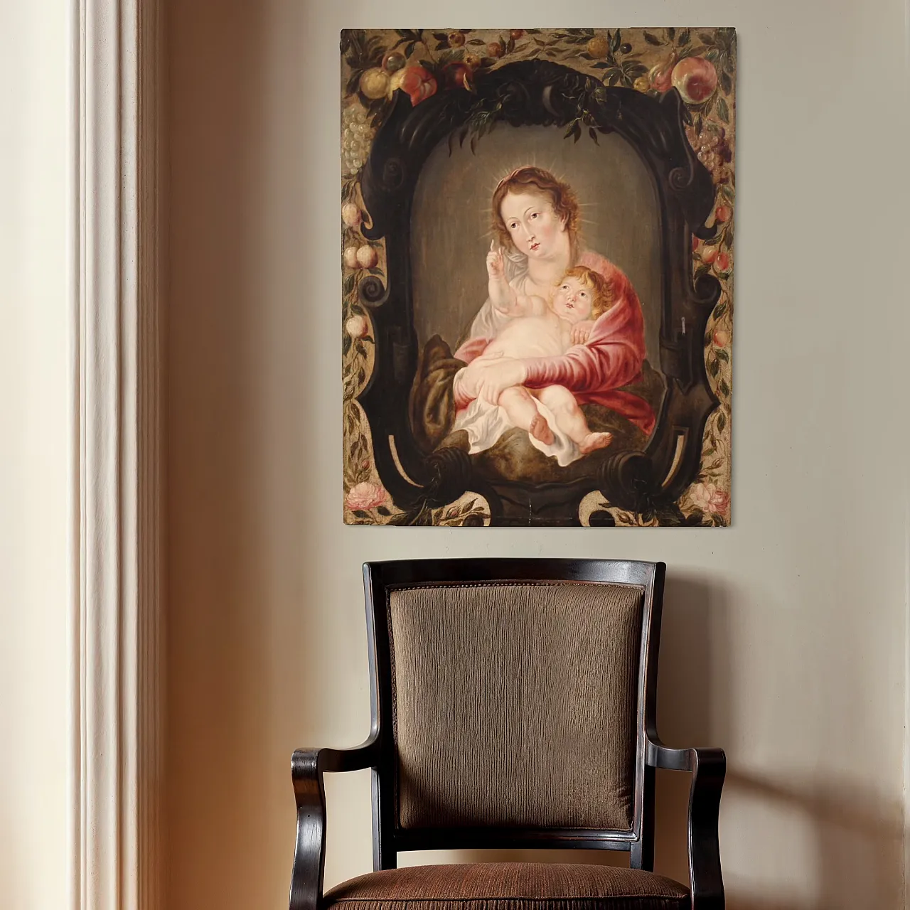 Flemish painting Madonna and Child, 17th century 10