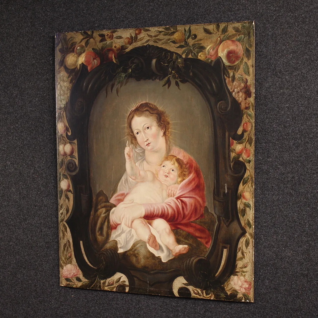 Flemish painting Madonna and Child, 17th century 14