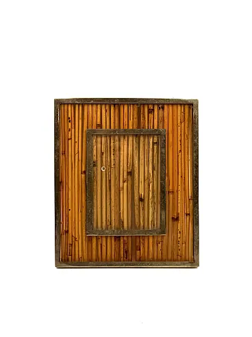 Canne and brass photo frame, Gabriella Crespi style, 1970