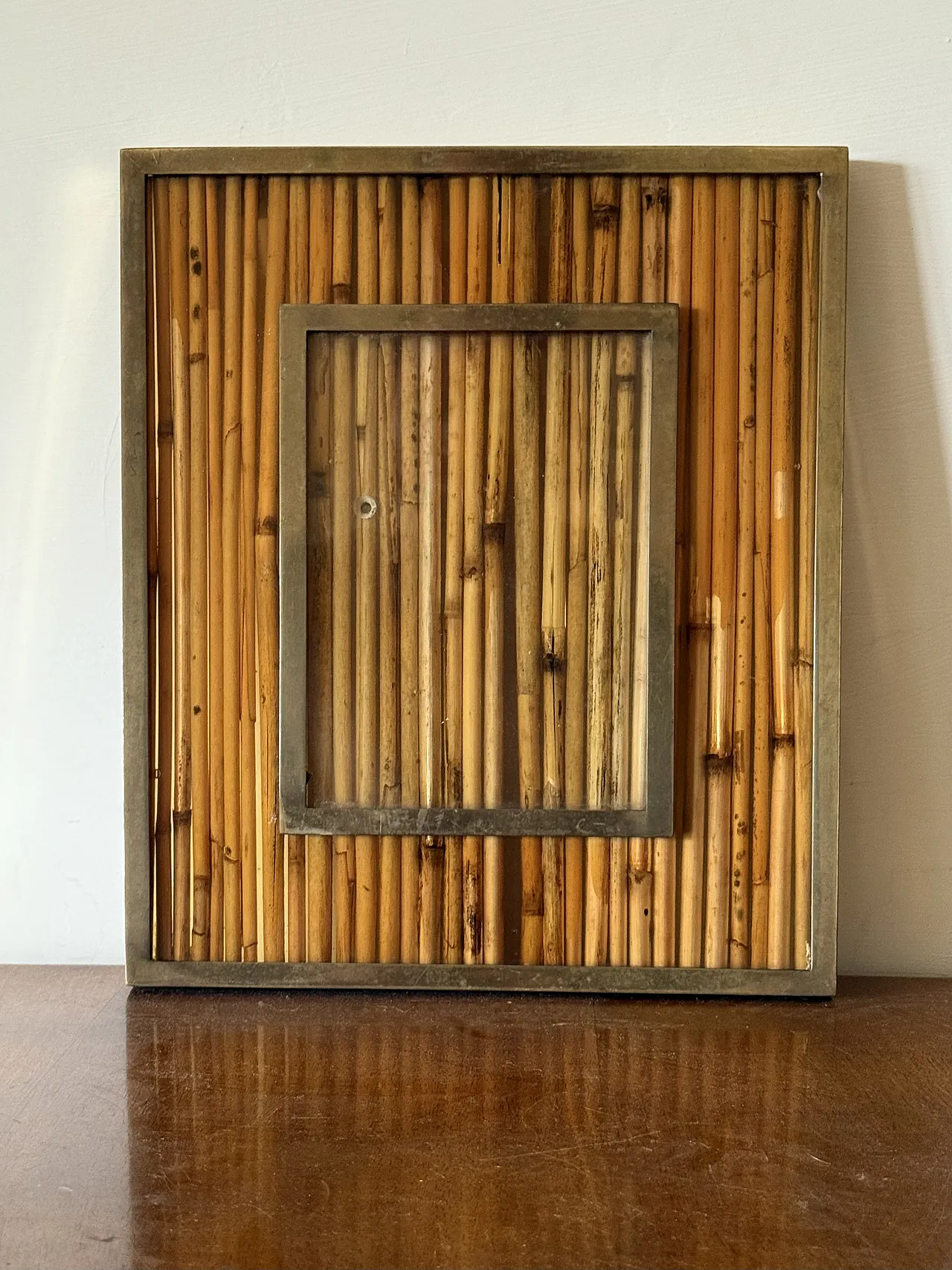 Canne and brass photo frame, Gabriella Crespi style, 1970 2