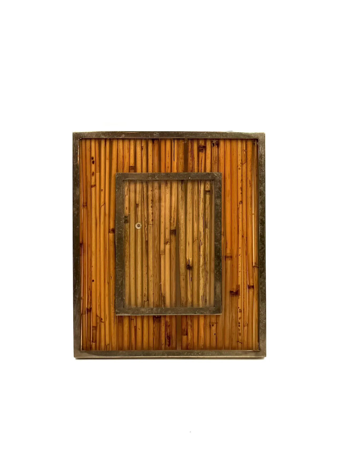 Canne and brass photo frame, Gabriella Crespi style, 1970 4