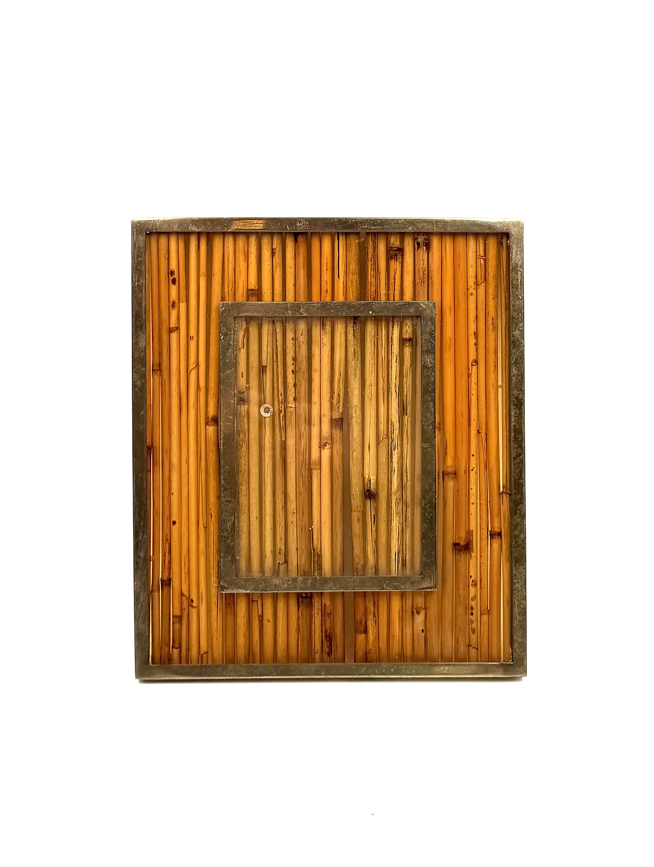 Canne and brass photo frame, Gabriella Crespi style, 1970 5