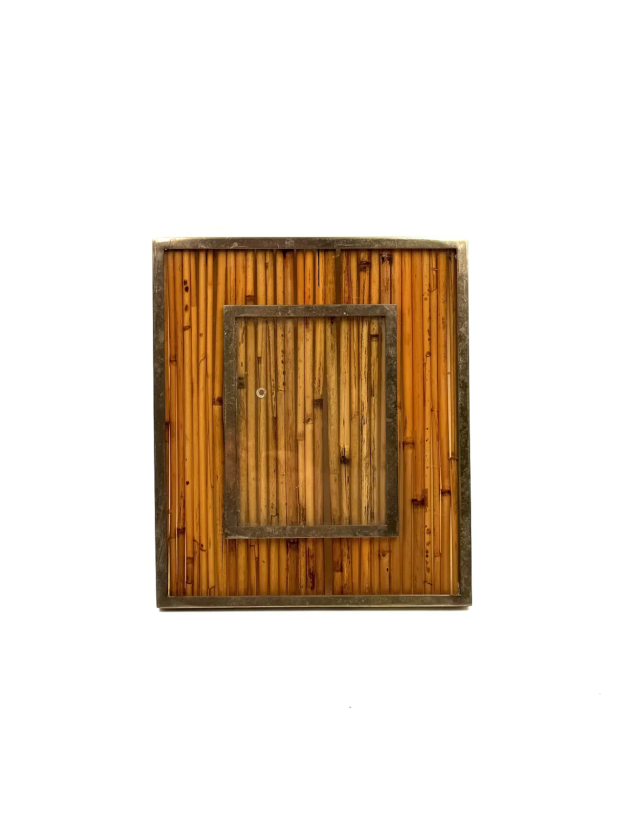 Canne and brass photo frame, Gabriella Crespi style, 1970 8