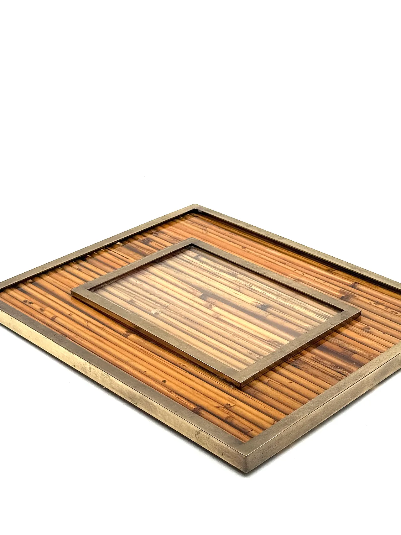 Canne and brass photo frame, Gabriella Crespi style, 1970 10
