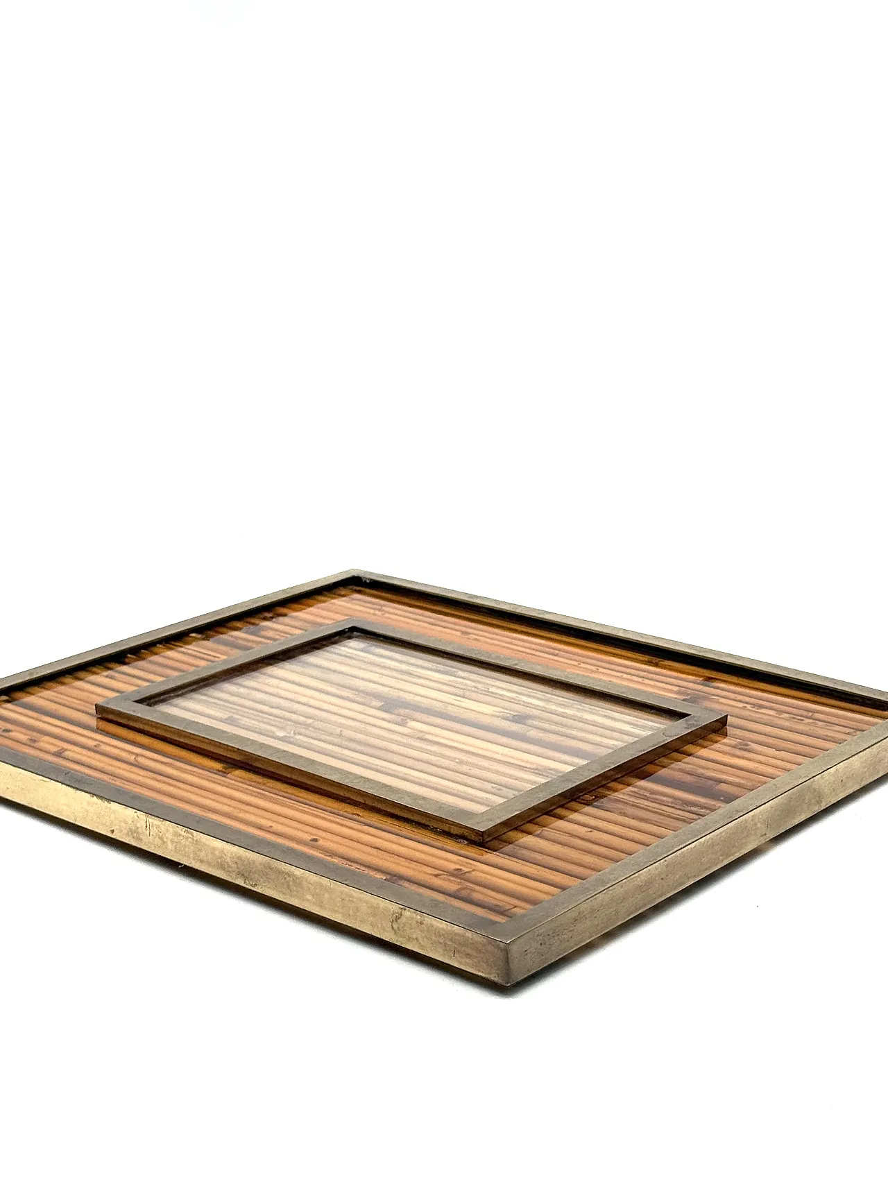 Canne and brass photo frame, Gabriella Crespi style, 1970 11