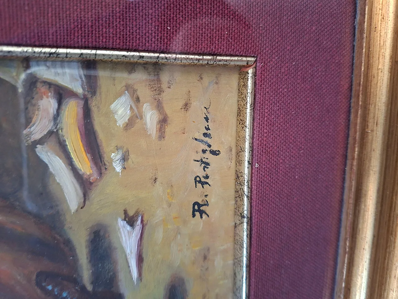 The Poet by A. Pontiglione, artist's painting with frame, 1980s 4