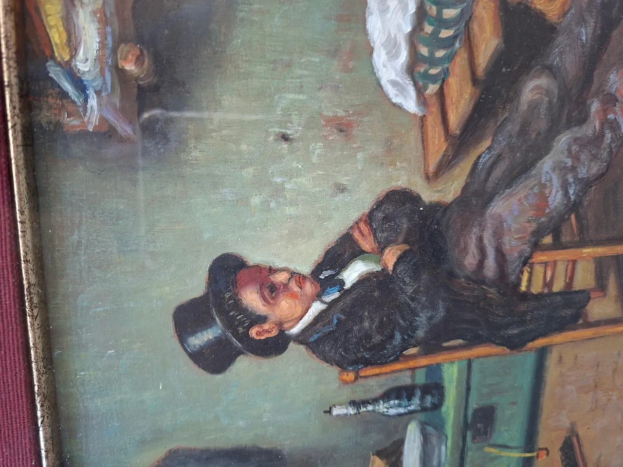 The Poet by A. Pontiglione, artist's painting with frame, 1980s 5