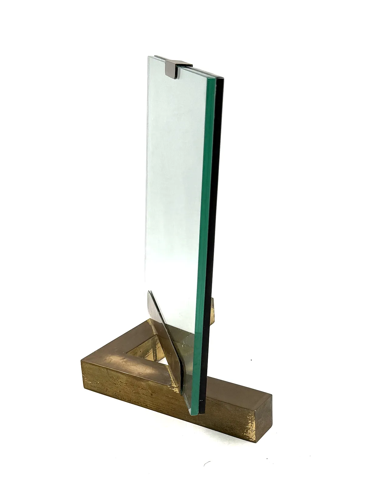 Brass and glass photo frame, Gabriella Crespi 1970 style 1