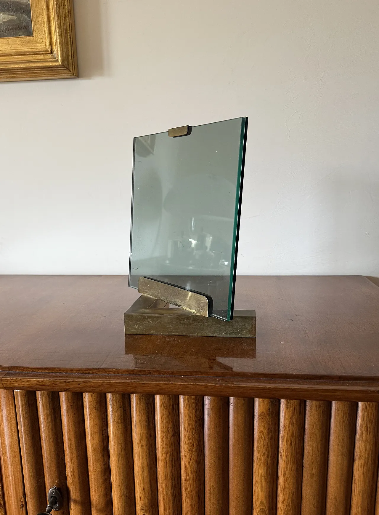 Brass and glass photo frame, Gabriella Crespi 1970 style 2