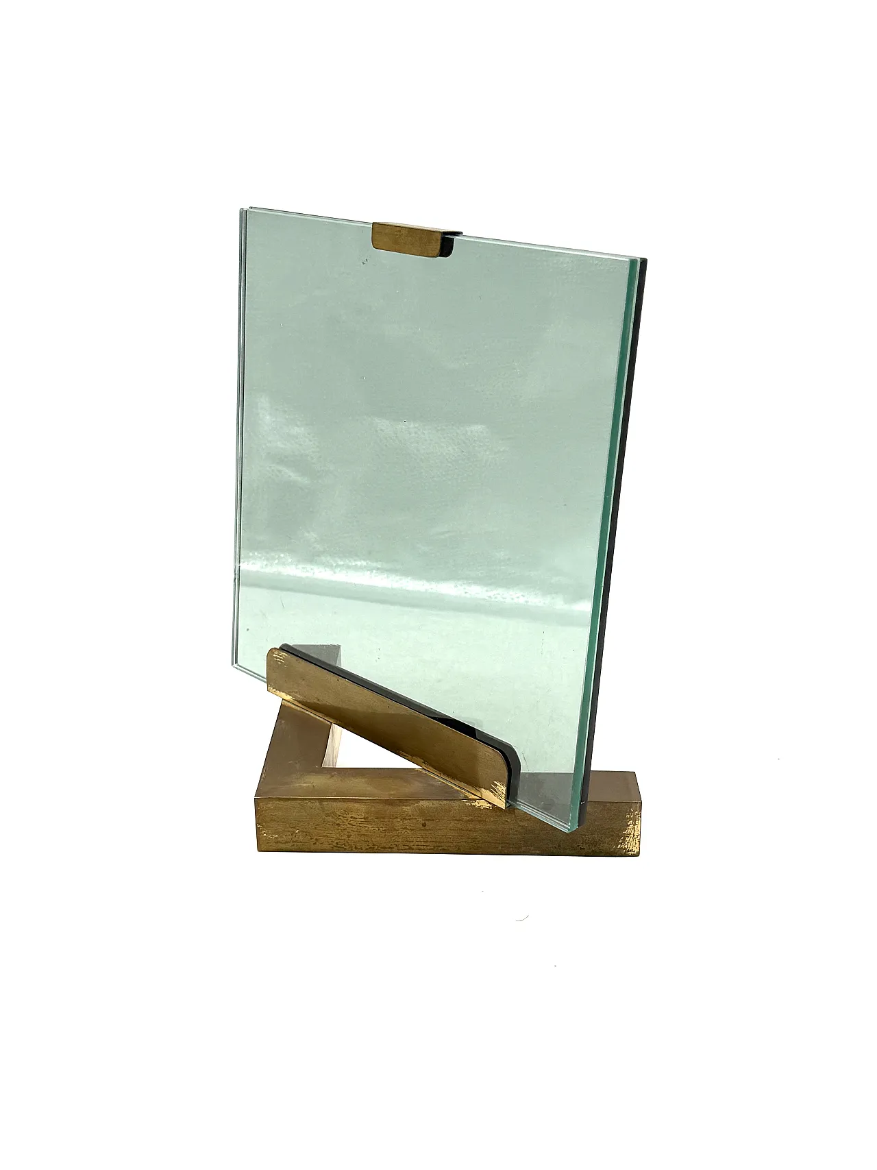 Brass and glass photo frame, Gabriella Crespi 1970 style 7