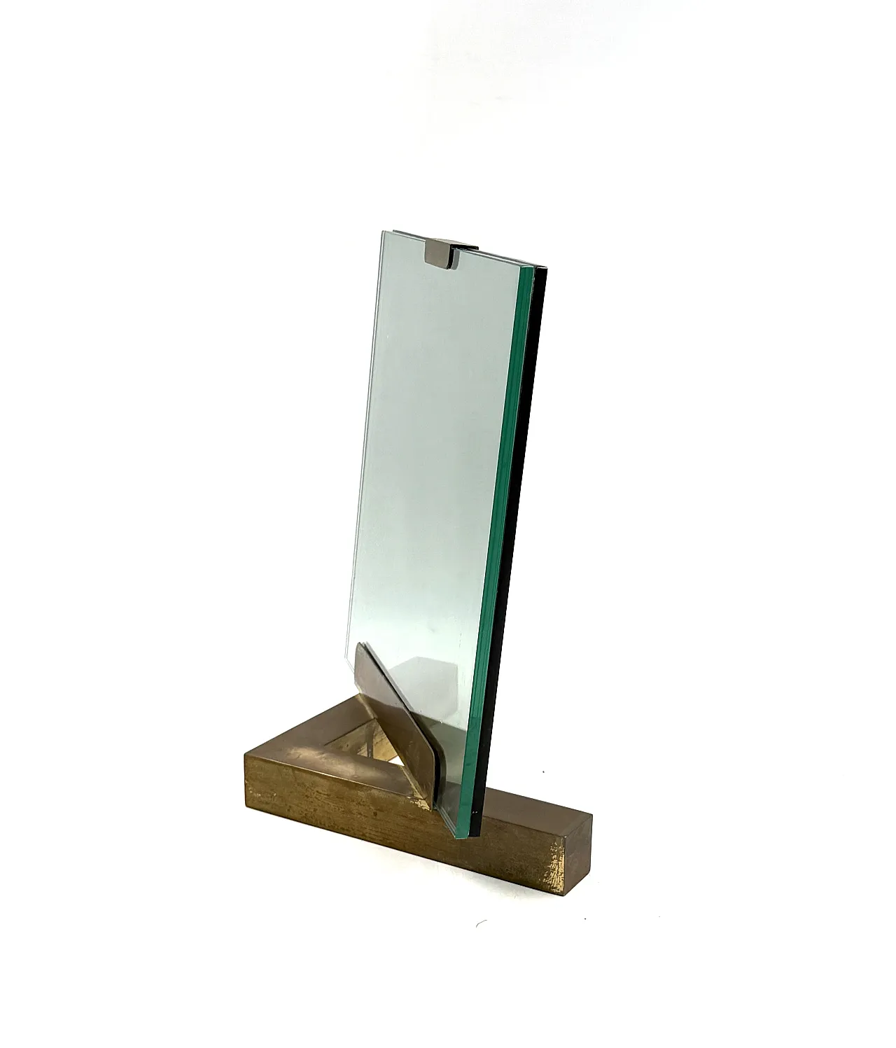 Brass and glass photo frame, Gabriella Crespi 1970 style 10