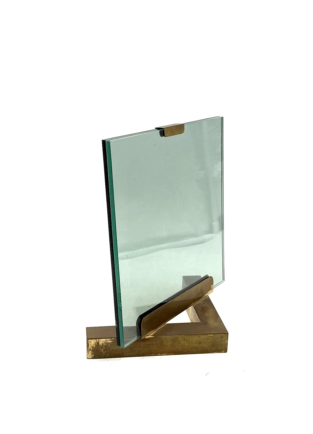 Brass and glass photo frame, Gabriella Crespi 1970 style 14