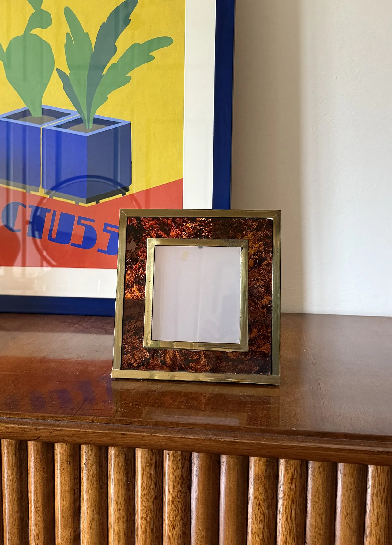 Lucite and brass photo frame, Gabriella Crespi style, 1970 2