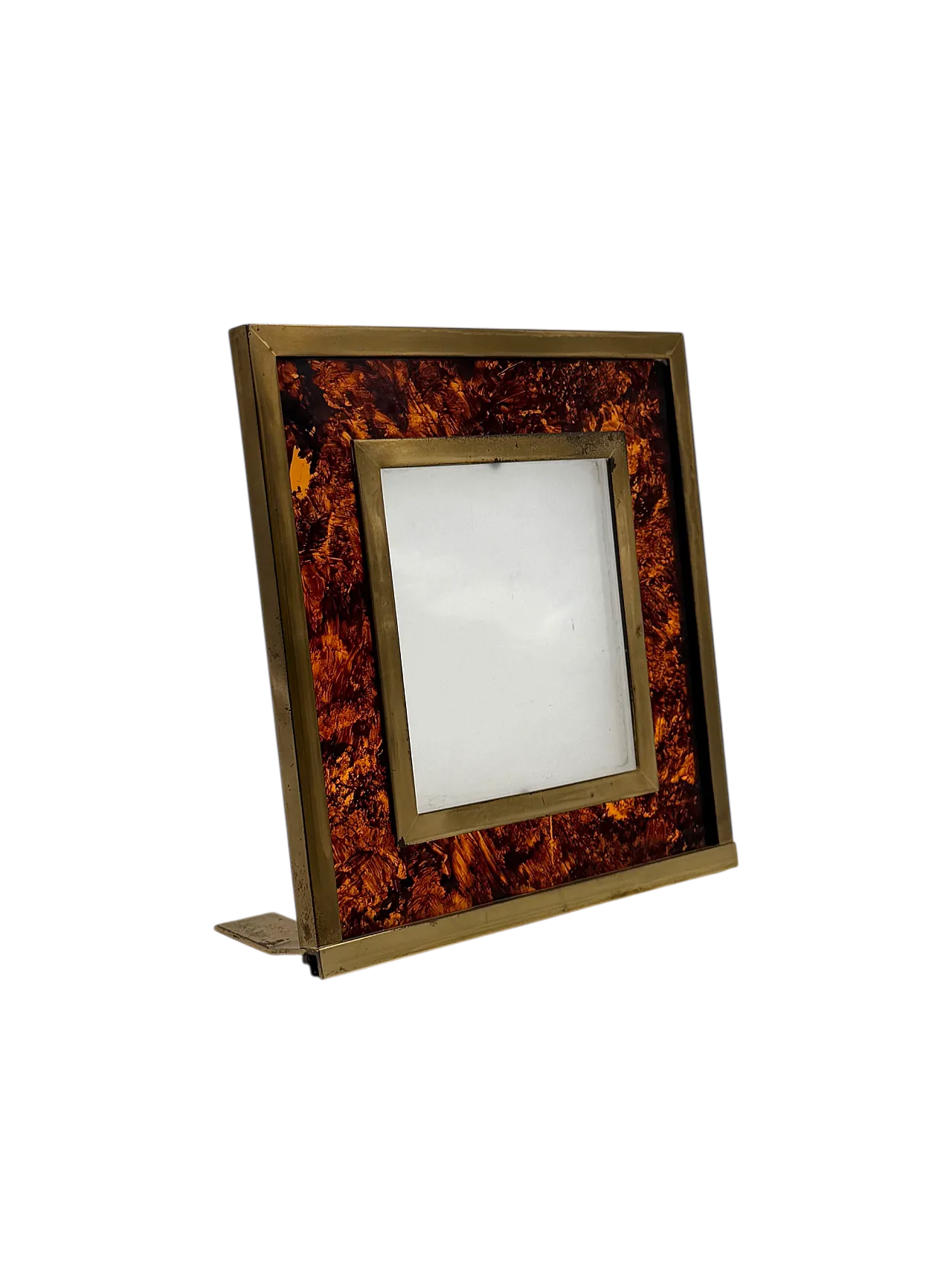 Lucite and brass photo frame, Gabriella Crespi style, 1970 10