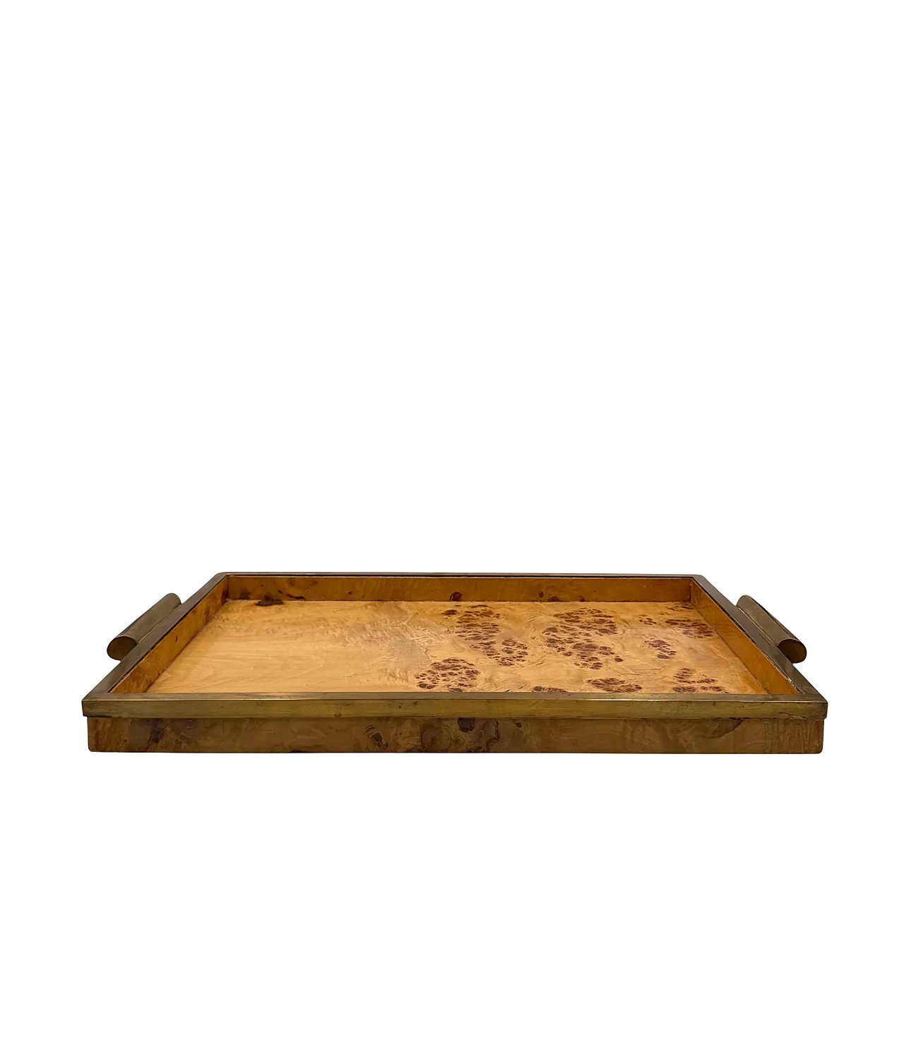 Hollywood Regency style brass and briar tray, Italy, 1970s 1