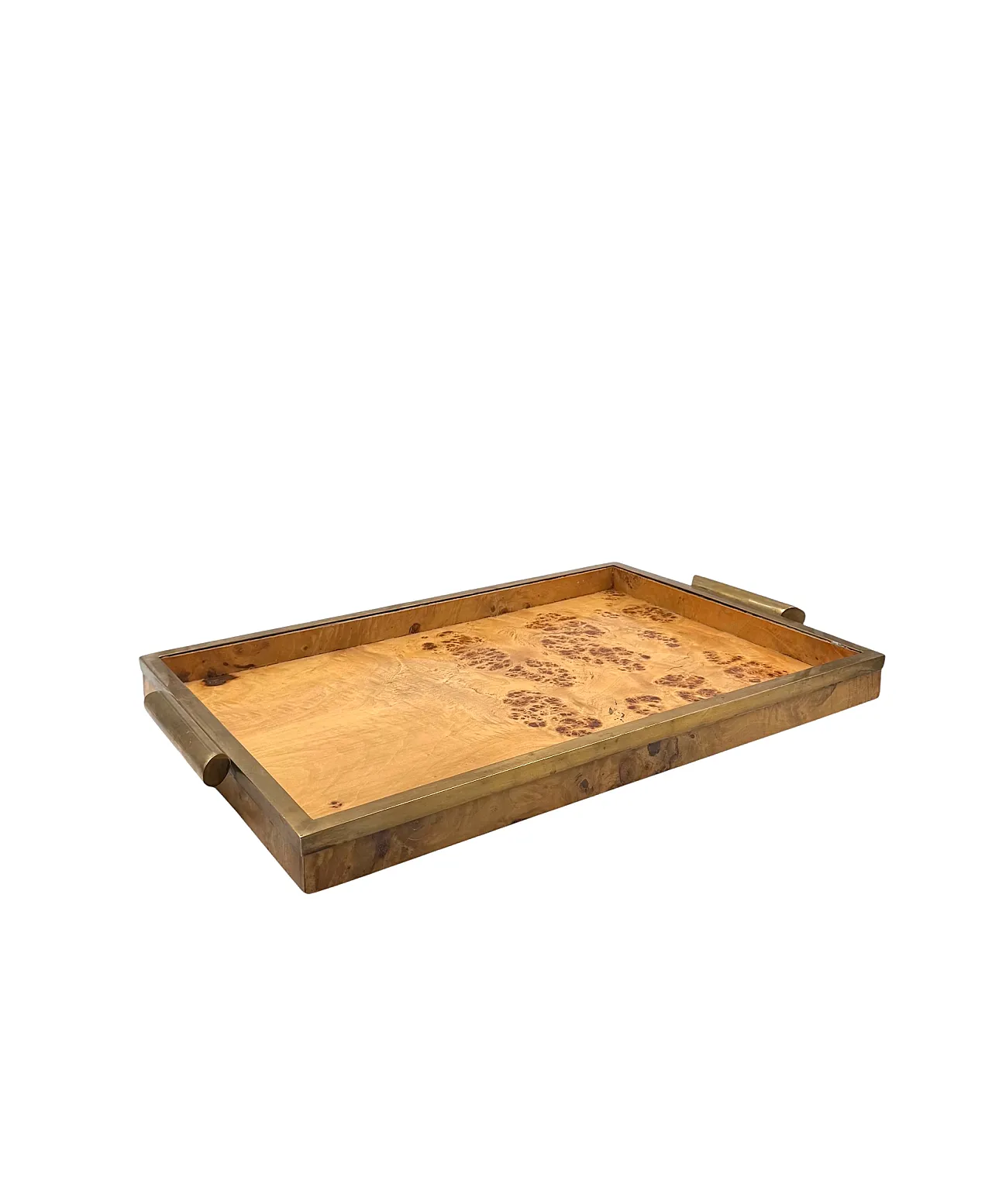 Hollywood Regency style brass and briar tray, Italy, 1970s 4