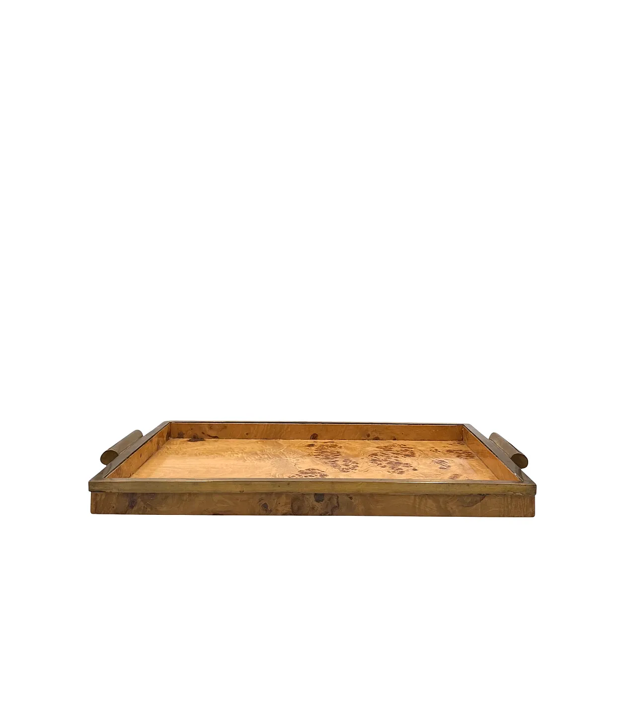 Hollywood Regency style brass and briar tray, Italy, 1970s 5