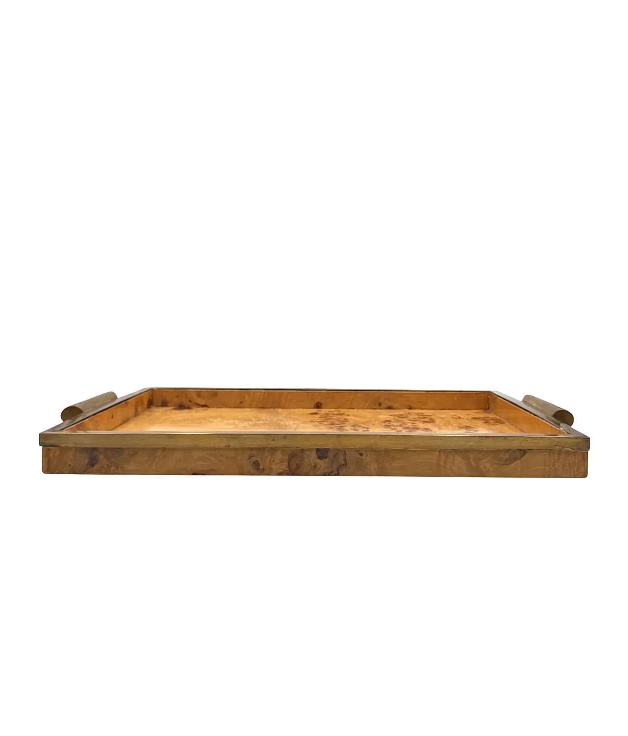 Hollywood Regency style brass and briar tray, Italy, 1970s 6