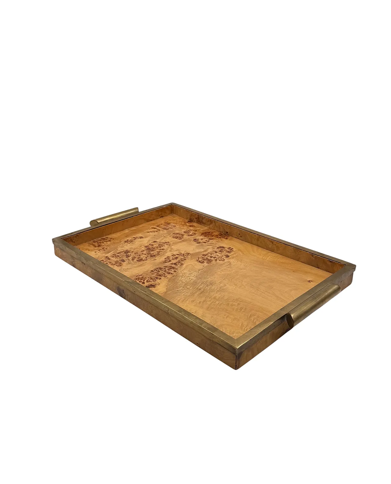 Hollywood Regency style brass and briar tray, Italy, 1970s 9