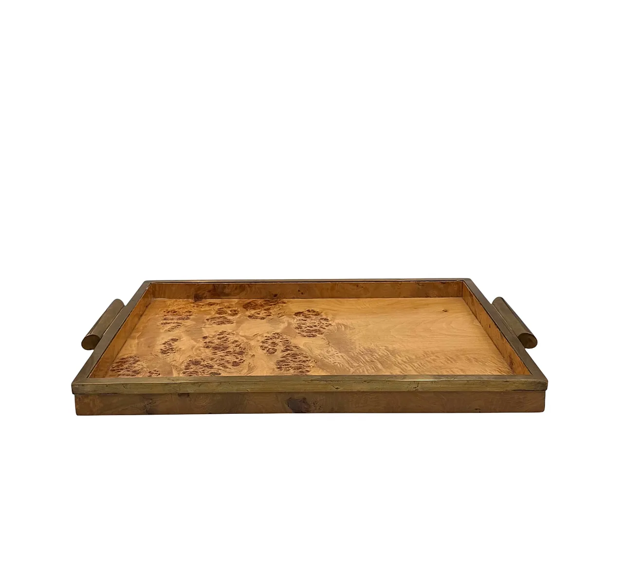 Hollywood Regency style brass and briar tray, Italy, 1970s 10