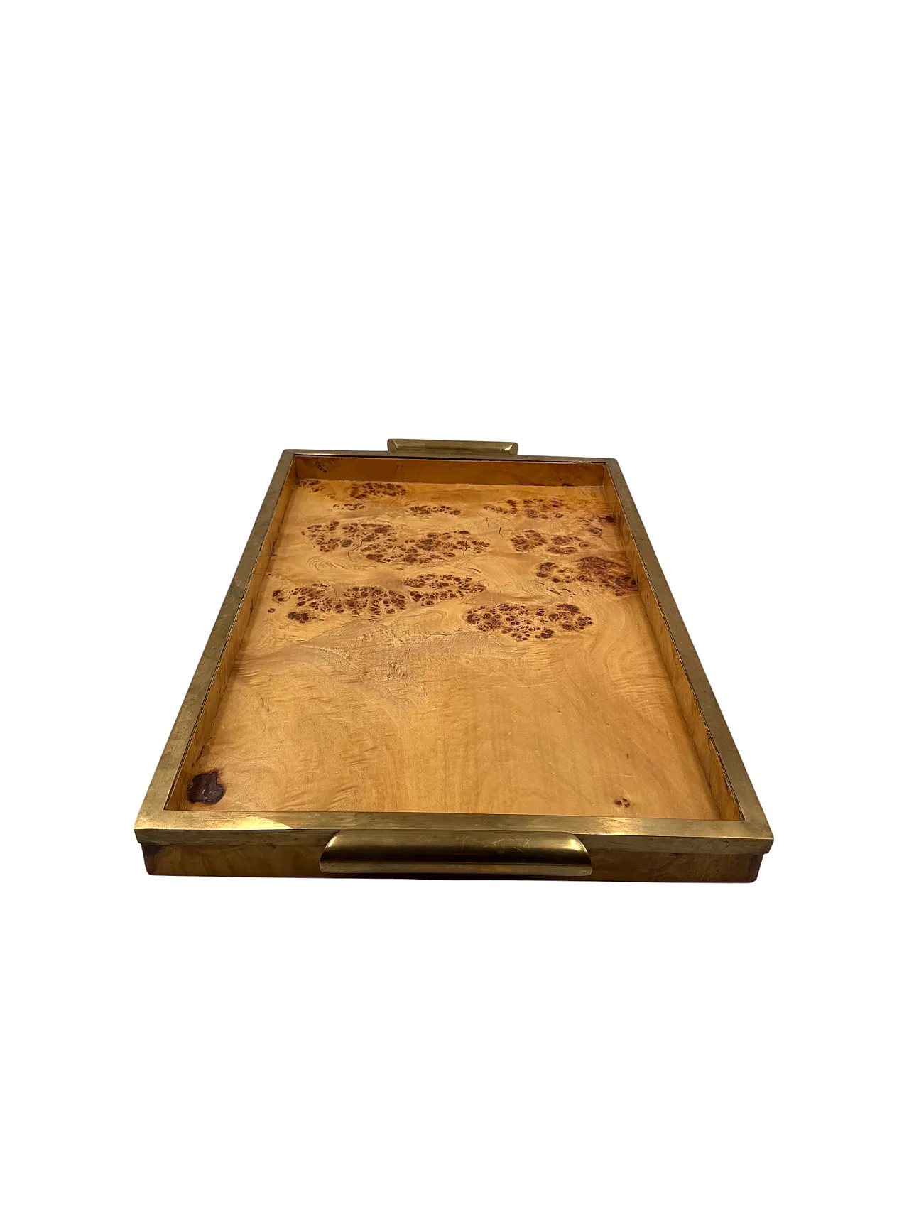 Hollywood Regency style brass and briar tray, Italy, 1970s 11