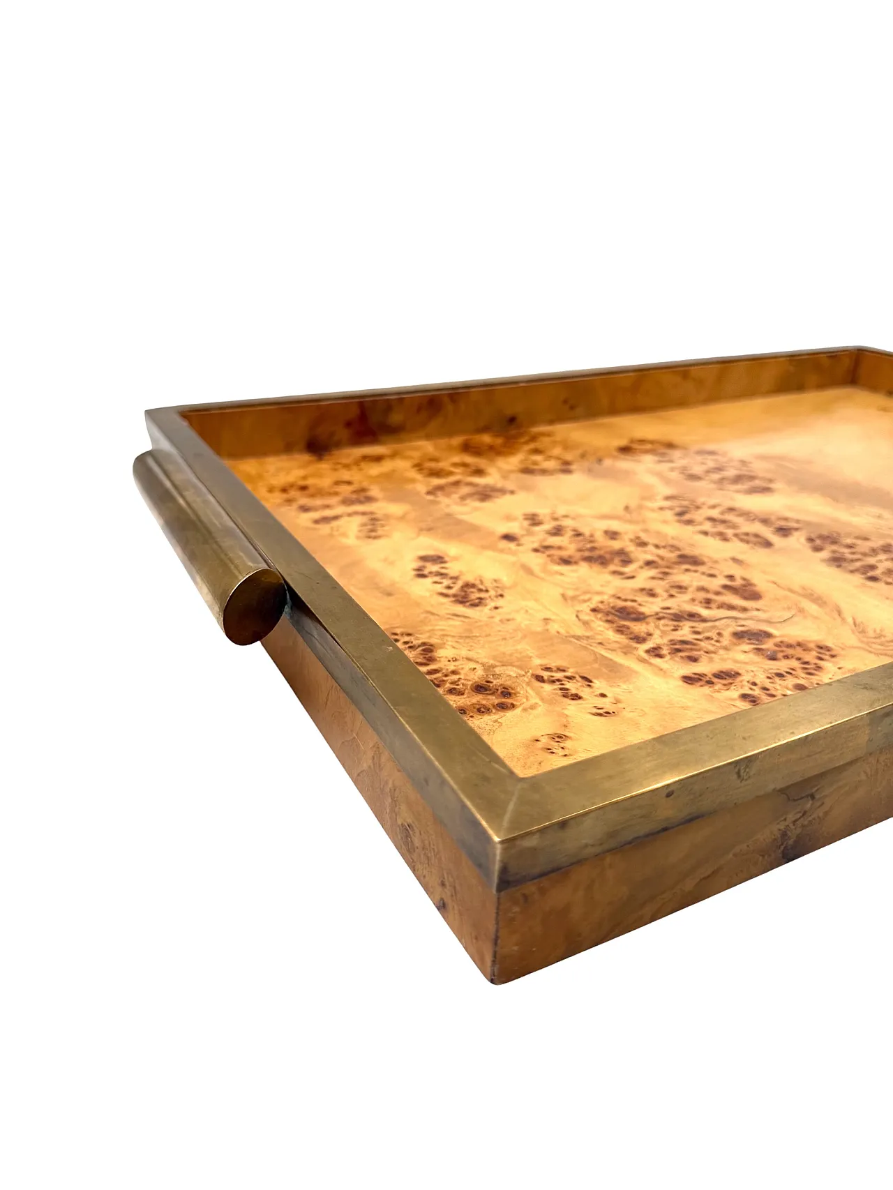 Hollywood Regency style brass and briar tray, Italy, 1970s 12