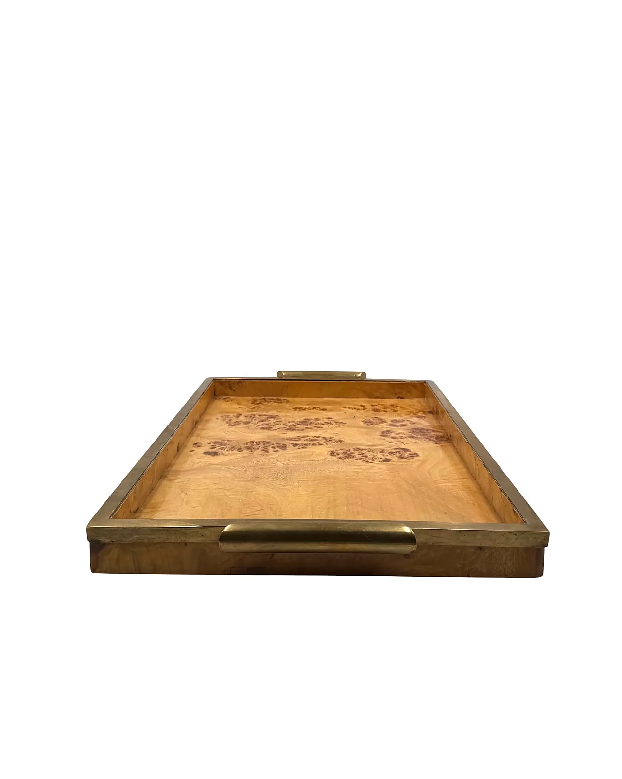 Hollywood Regency style brass and briar tray, Italy, 1970s 13