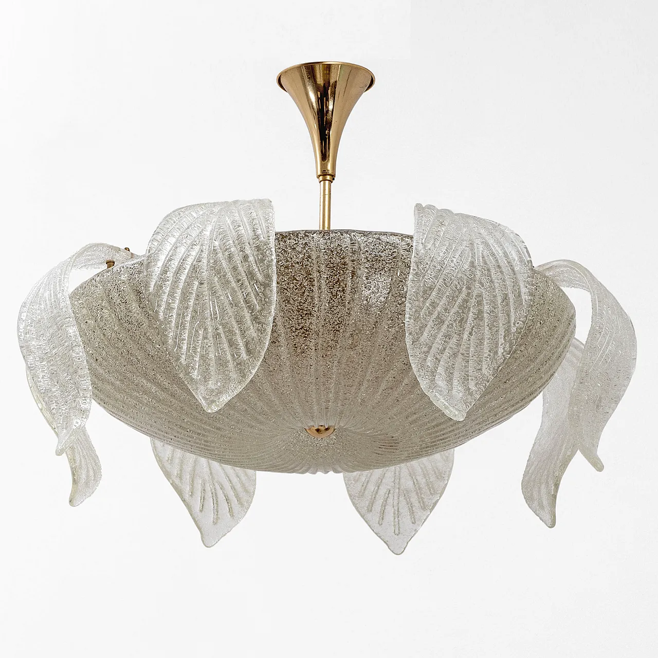 Lampadario di Vistosi in Vetro di Murano e Ottone, 1960 1