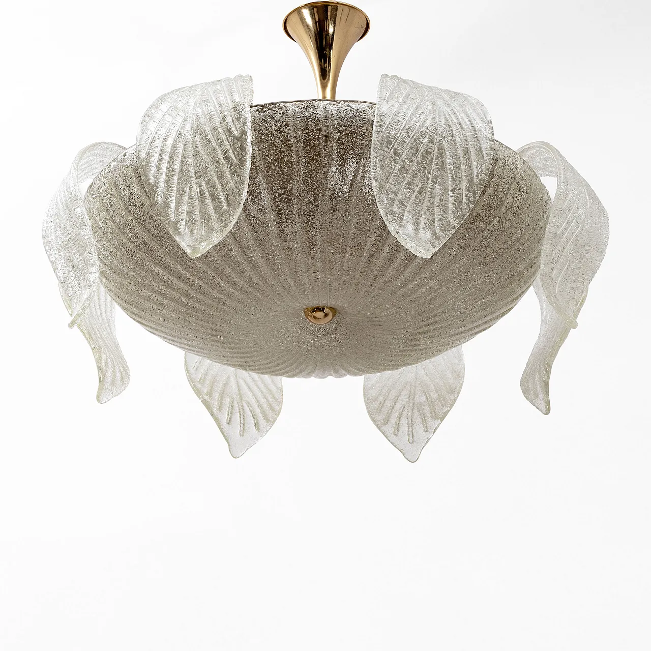 Lampadario di Vistosi in Vetro di Murano e Ottone, 1960 3