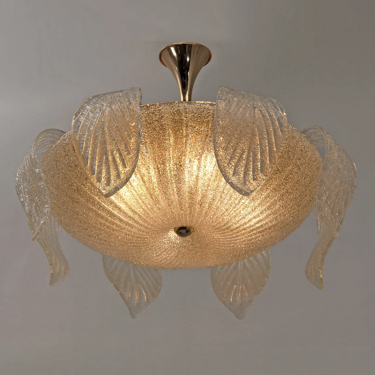 Lampadario di Vistosi in Vetro di Murano e Ottone, 1960 5