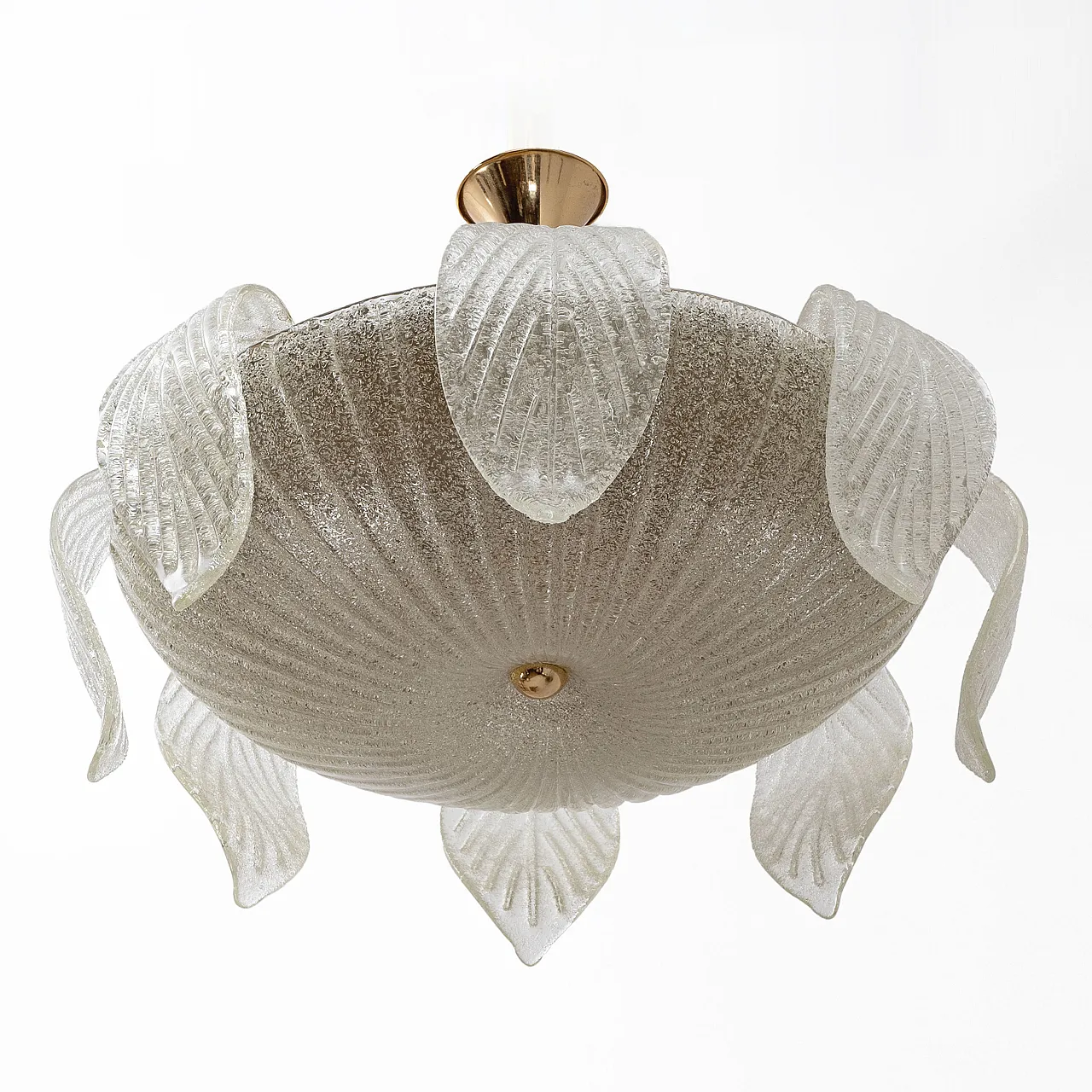 Lampadario di Vistosi in Vetro di Murano e Ottone, 1960 6