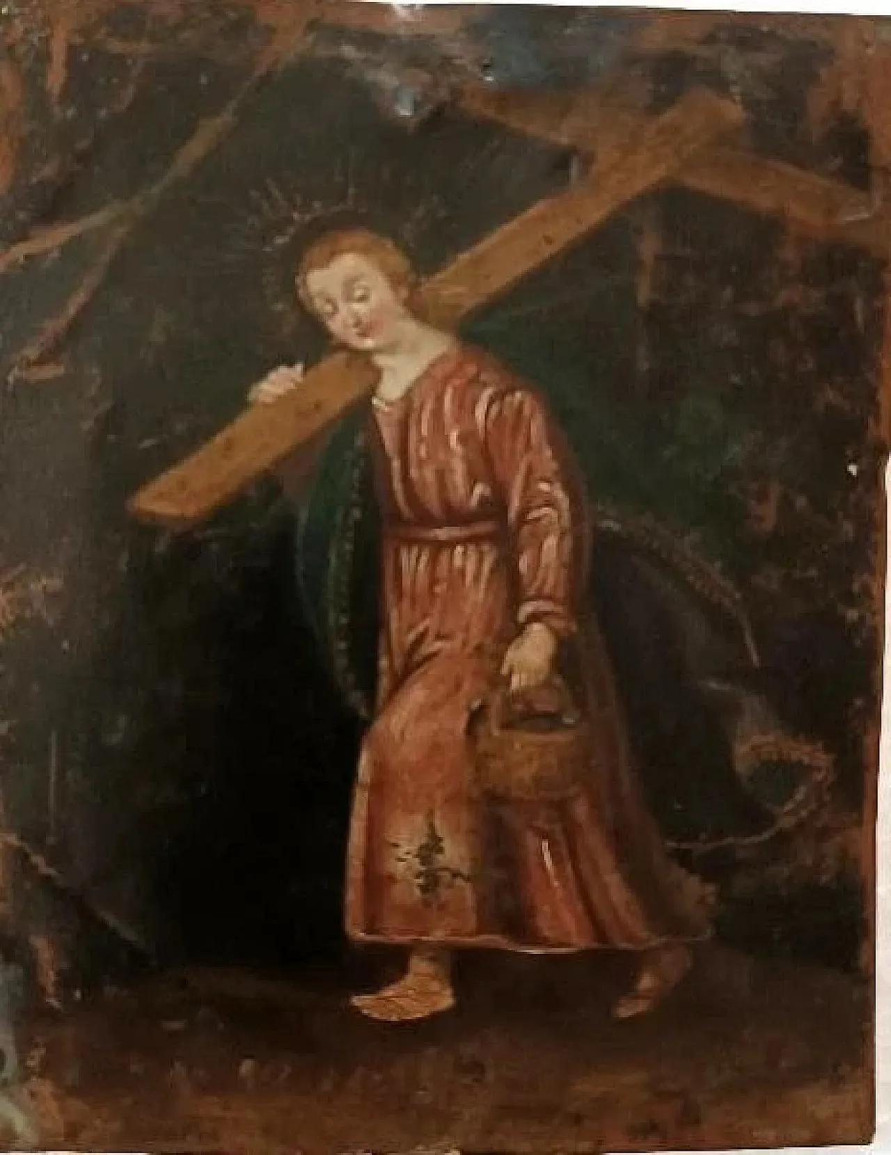 Saint Christopher, small painting on copper, 18th century 1