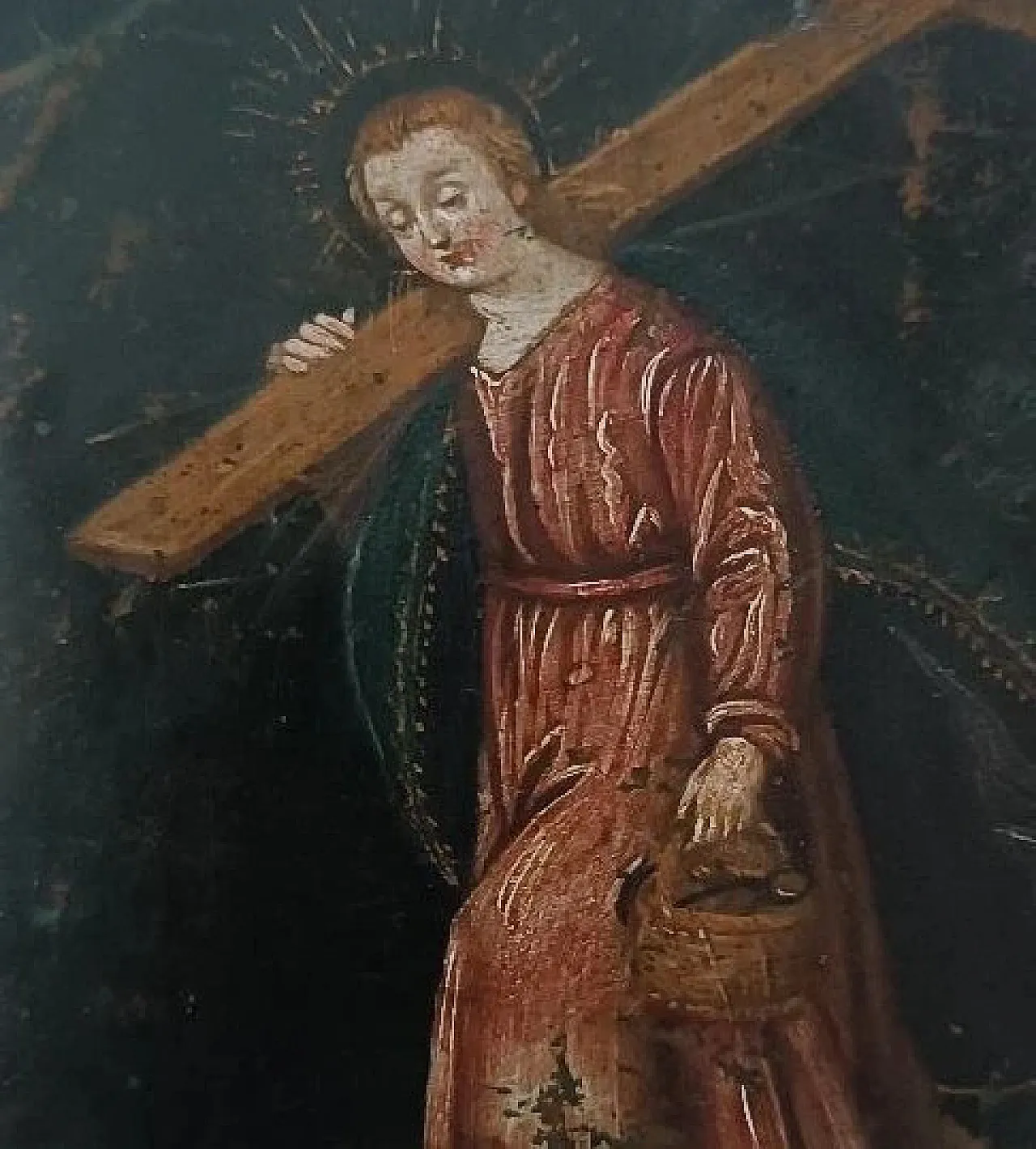 Saint Christopher, small painting on copper, 18th century 4