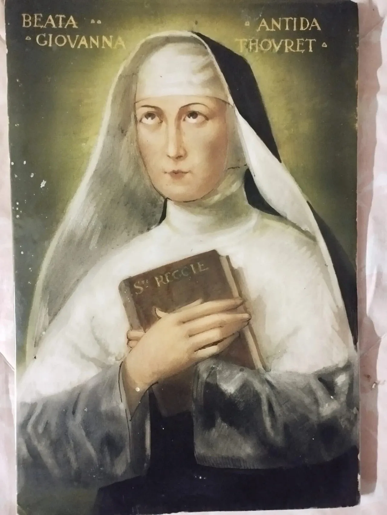 Painted majolica Tile of Saint Joan Antide Thouret, 19th Century 2