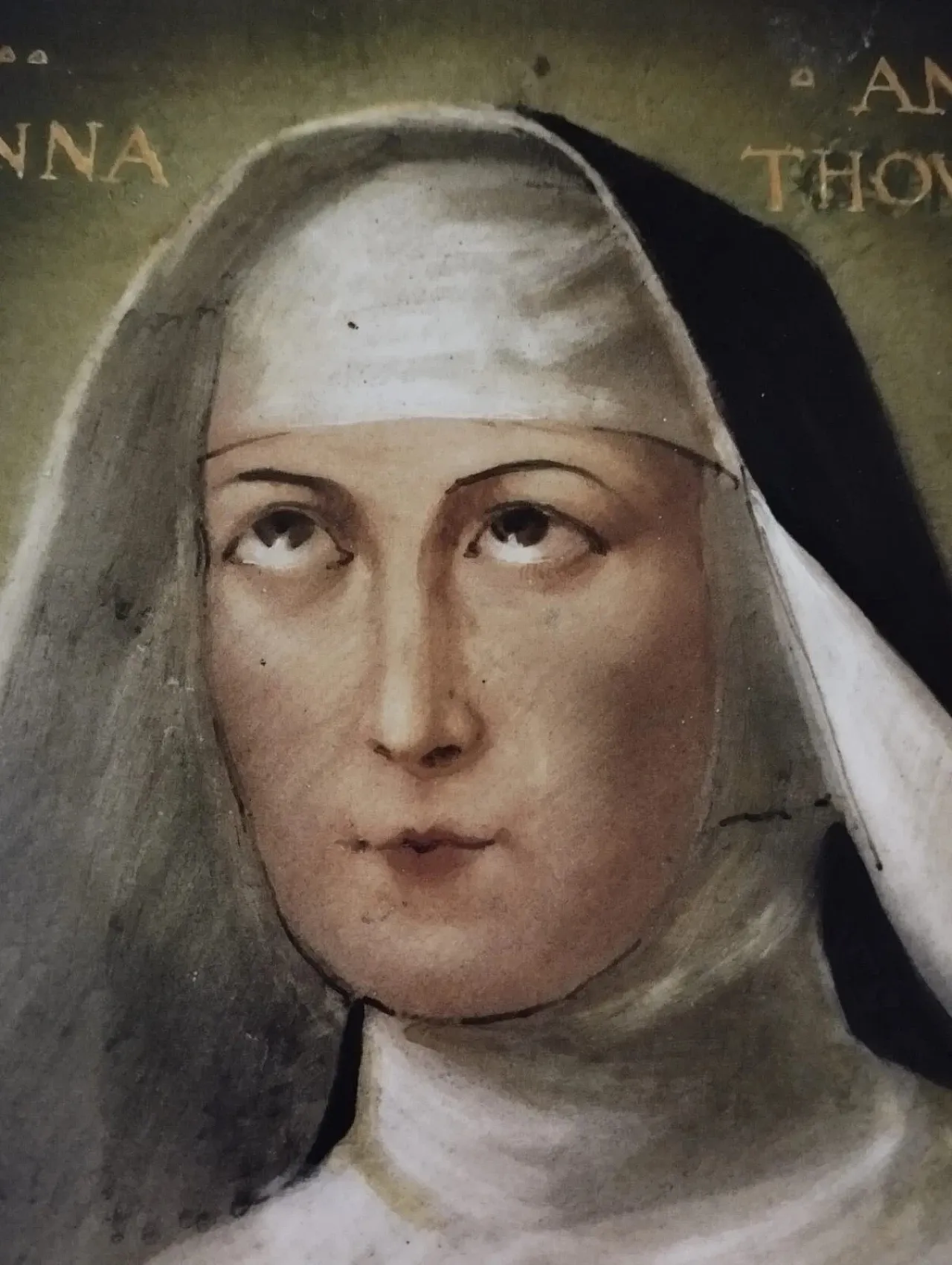 Painted majolica Tile of Saint Joan Antide Thouret, 19th Century 4